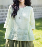 Summer Soft Women Linen Tops 2707