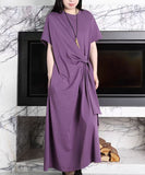 Summer Cotton Knit Irregular Long Women Dress/0122