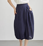 Asymmetrical Original Design High-Waisted Linen Skirt 9833