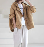 Drawstring Hooded Pocket Windbreaker Jacket Casual Coat 3663