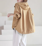 Drawstring Hooded Pocket Windbreaker Jacket Casual Coat 3663