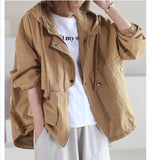 Drawstring Hooded Pocket Windbreaker Jacket Casual Coat 3663