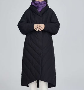 Long Women Winter Puffer Coat,Warm Low Front HemThick 90% Duck Down Coat /1004