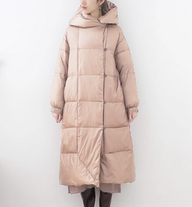 Hooded Winter Puffer Coat Long Irregular Winter Women Down Jacket 61008