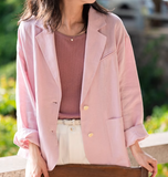 Pure linen suit women's spring summer 2025 new casual long sleeved thin top linen small suit jacket