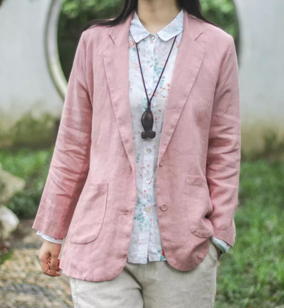 2025 Spring Linen Suit New Casual Lightweight Linen Suit Jacket Women's High-end Tops Large Size