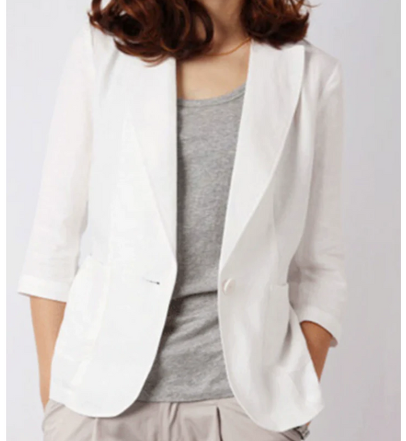 linen small suit jacket for women short style small size slim fit 2025 spring and summer casual single layer