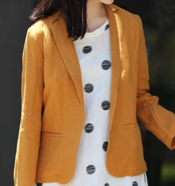 linen 2025 spring new linen suit jacket casual versatile simple literary top outerwear for women