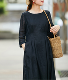 Women Dresses Short Sleeve Casual Summer Linen Women Dresses SJ7215