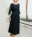 Women Dresses Short Sleeve Casual Summer Linen Women Dresses SJ7215