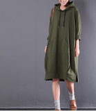 Women Dresses Casual Cotton Hooded Women Dresses Long Sleeve WG97215