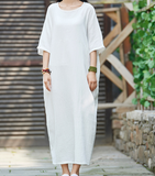 Women Dresses Casual Linen Cotton Women Dresses Chinese Buttons  WG97215