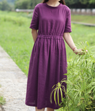 Purple Women Dresses Casual Summer Linen Women Dresses SJ97215