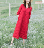 Red Women Dresses Casual Summer Linen Women Dresses SJ97215