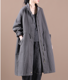 Long Women Cotton Tops Women Coat Long Sleeves Loose Style H9505