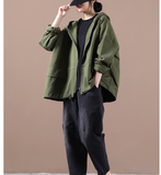 Hooded Women Cotton Tops Women Coat Long Sleeves Loose Style H9506