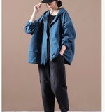 Hooded Women Cotton Tops Women Coat Long Sleeves Loose Style H9506