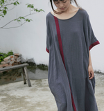 Irregular Hem Linen Women Dresses Casual Women Dresses Bat Sleeve SSM97215