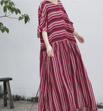 Red Stripe Long Sleeve Autumn Women Dresses Casual Loose Women Dresses SSM97215