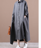 Gray Irregular Shirt Women Dresses Casual Fall Women Dresses WG97215