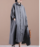 Gray Irregular Shirt Women Dresses Casual Fall Women Dresses WG97215