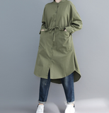 Army Green Shirts Plus Size Dresses Casual Loose Women Dresses SSM97215