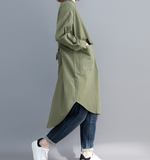 Army Green Shirts Plus Size Dresses Casual Loose Women Dresses SSM97215