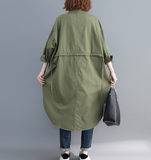 Army Green Shirts Plus Size Dresses Casual Loose Women Dresses SSM97215