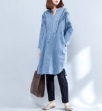 Embroidered Blue Loose Fall Dresses Casual Women Dresses SSM97213