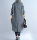 High Collar Fleece Loose Fall Dresses Casual Women Dresses SSM97213