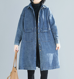 Denim Blue Loose Fall Dresses Casual Women Dresses SSM97213