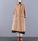 Long Double Face Wool Coat Handmade Long Warm Long Women Wool Coat Jacket/5600