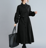 Waist line Winter Autumn Women Casual Coat Loose Long Trench Coat Jacket