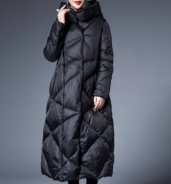Long Hooded Women Puffer Coat, Winter Slit Side Duck Down Jacket/6330 –  SimpleLinenLife