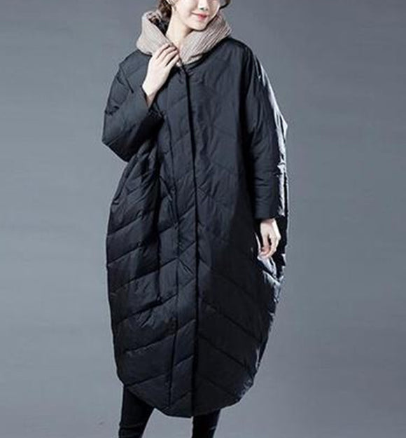 Color Block Long Women Winter Loose Duck Down Warm Women Jackets