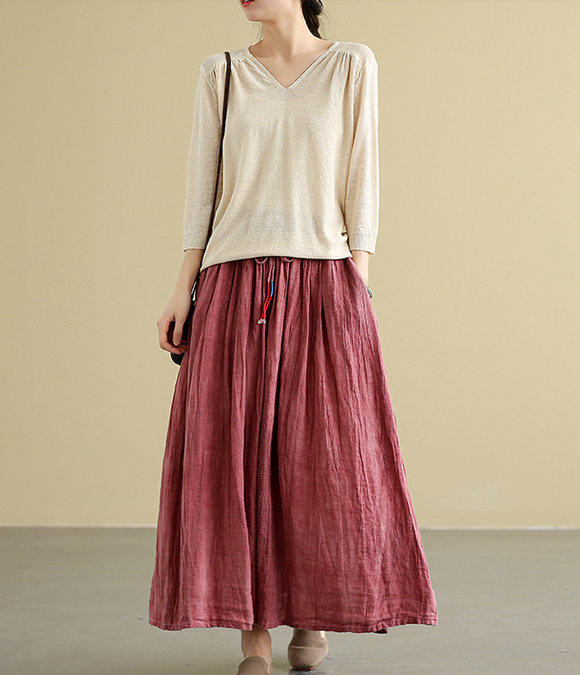 Casual linen loose fitting Women's Skirts DZA2005106 – SimpleLinenLife