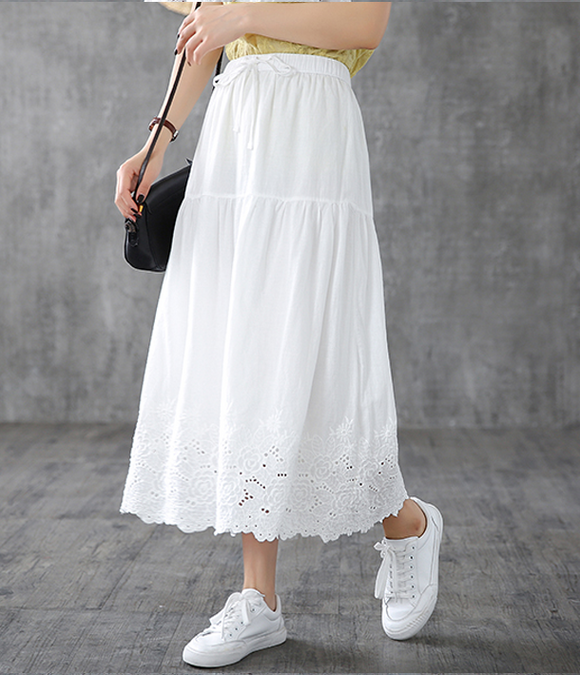 Lace Casual Cotton Linen loose fitting Women's Skirts DZA200621 ...