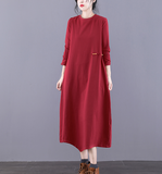 Loose Plus Size Dress Knit Women Autumn Spring Fashion Long Sleeve Dresses JT209533