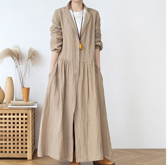 Linen Loose Long Women Spring Dresses Plus Size AMT962328 – SimpleLinenLife
