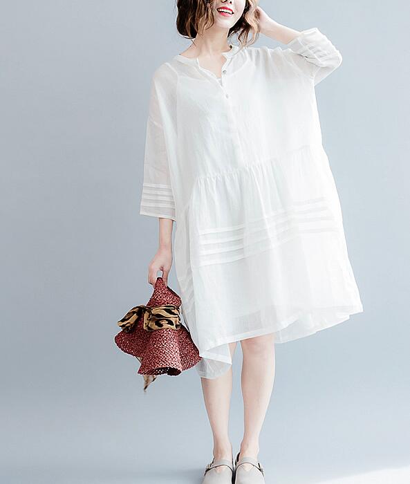 White Long Linen Batwing Women Spring Dresses Plus Size – SimpleLinenLife
