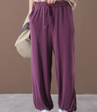 Summer Loose Wide Leg Women Casual Pants Elastic Waist WG05131