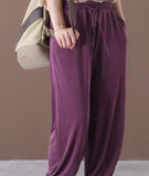 Summer Loose Wide Leg Women Casual Pants Elastic Waist WG05131