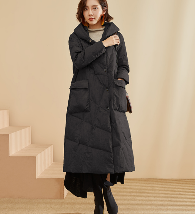 Long Winter Duck Down Jacket, Hooded Down Jacket Women Coat ...